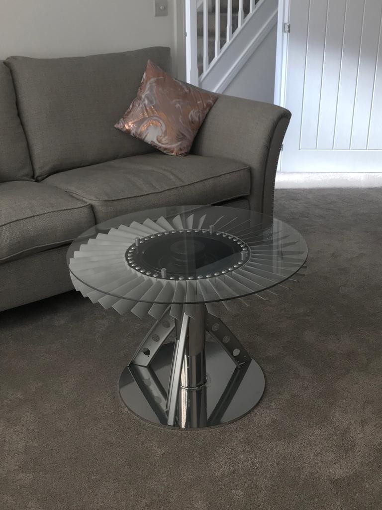 Stu_artaviation's tweet photo. Rolls Royce Conway compressor section coffee table in it's new home. With additional 737 structure to add the personal touch for the 737 first officer owner.
#tableporn #rollsroyce #turbine #made #custom #personalised #detail #workshop #tools #pilot #Boeing https://t.co/zkPAZ5i4Lu