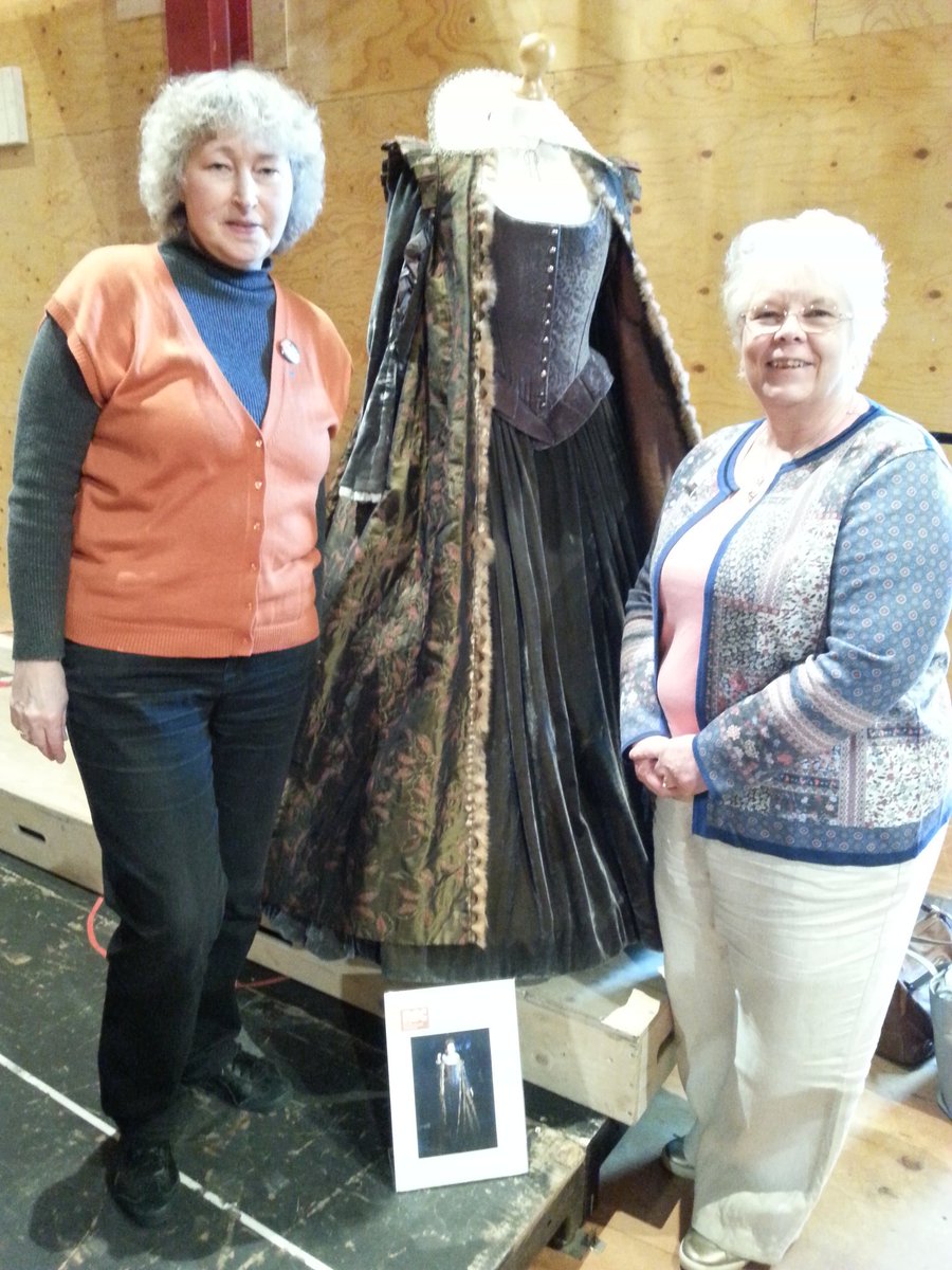 BrigitteUhrmann's tweet photo. Wonderful to meet @HilaryMcGowan and finally get to know @BickleyLouise in person at @RSC Showcase Day. Mesmerized by background information about the secrets of set design and live music. Insight into the missions of Education. Great fun to pose with props from #RSCMerryWives https://t.co/LBXsepJG4K