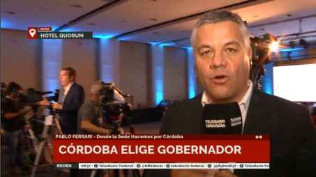 #CórdobaDecide #CórdobaElige2019 
Desde los búnkers de los principales candidatos a gobernador. Pablo Ferrari está desde el Hotel Quórum de ma ciudad de Córdoba, en la sede de Hacemos por Córdoba