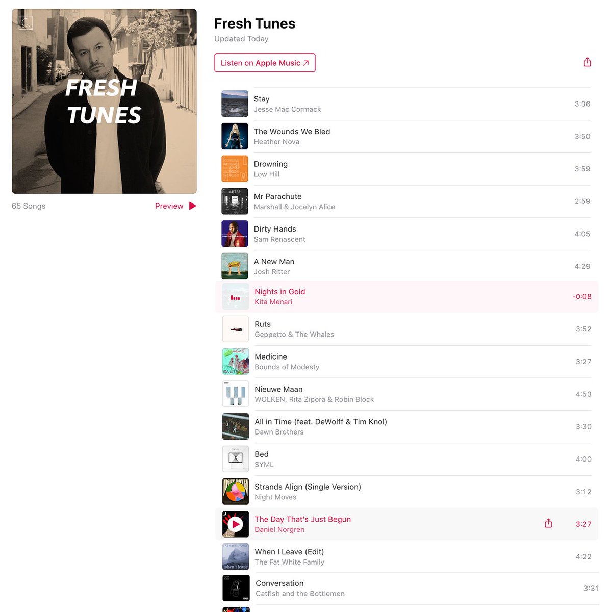 KitaMenari's tweet photo. 😘 @AppleMusic, ‘Nights In Gold’ now on their Fresh Tunes playlist! Great way to end the week, keep your eyes peeled for great news to start the week tomorrow morning #release? 👀 https://t.co/ws7p7S3kfj