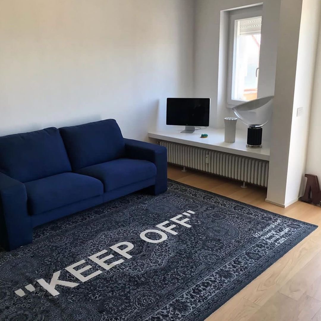 Area Rug "Keep Off" Off White Style Virgil Abloh Office, Bedroom