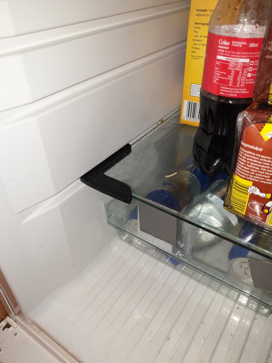 3DPIceland's tweet photo. Practical use of @OwensCorning #xstrand GF30-PP, brackets to hold a glass shelf in my fridge, orginal part is no longer available. #3dprinting https://t.co/LmlcZeMrkY