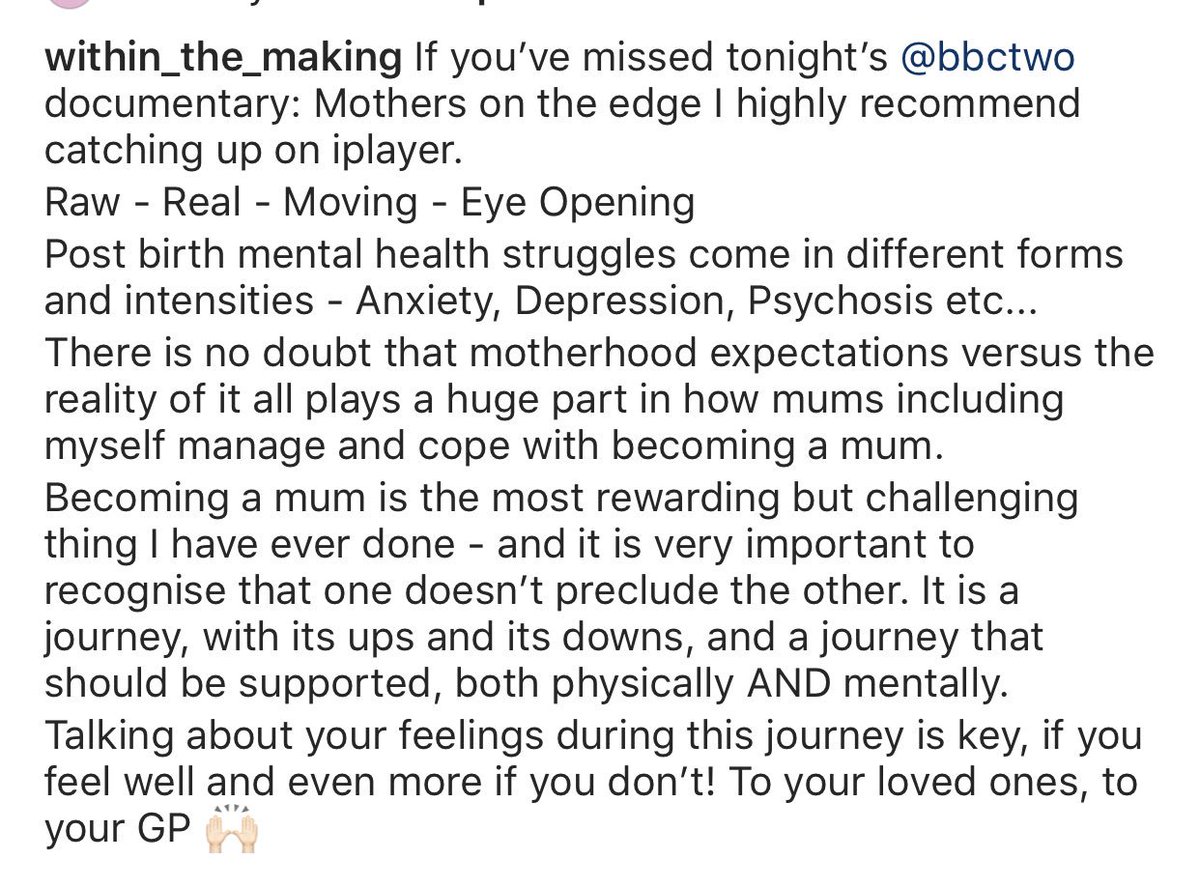 withinthemaking's tweet photo. Thoughts on tonight’s @BBCTwo Mothers on the edge documentary.
#maternalmentalhealth #newmum #motherhood #parent #parenting #louistheroux #mothersonthedge #birth #postnatal #baby https://t.co/EeYNqPFfWl
