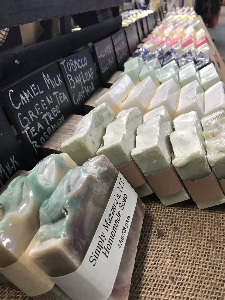 44 homemade soaps and 25+different scented soy candles at our local venues this week. simplymazzaras.com vendor schedule