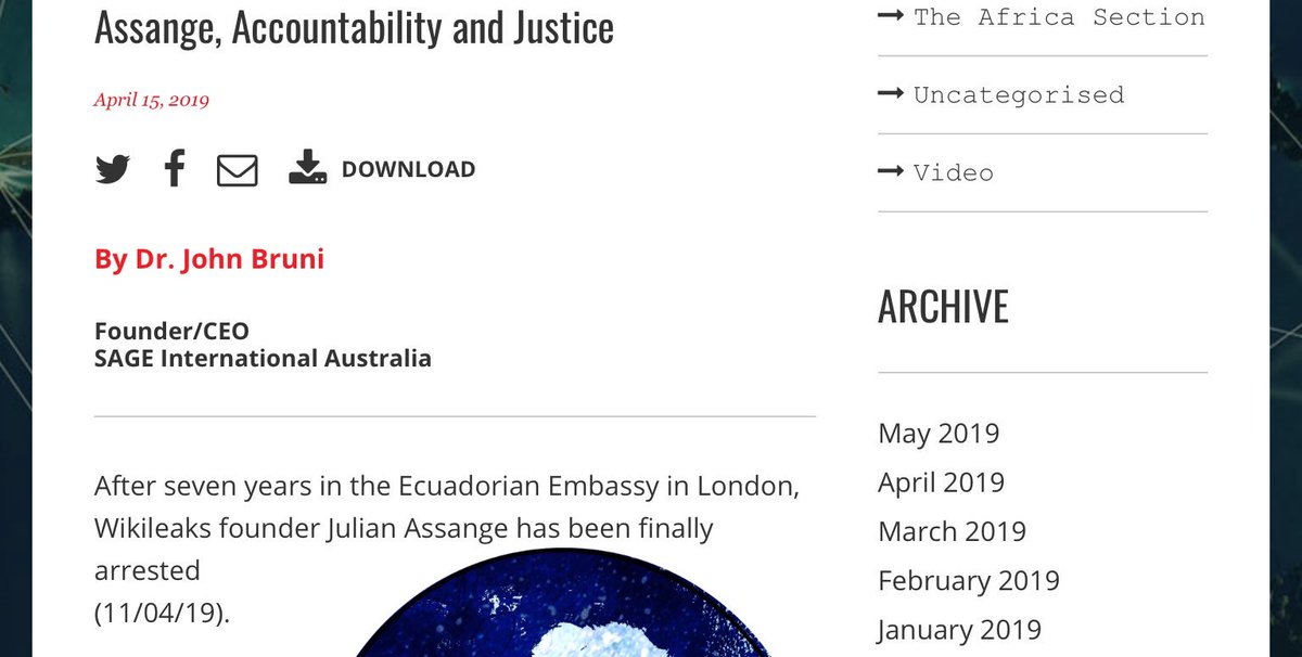One of John Bruni’s articles: Assange, Accountability and Justice  https://www.sageinternational.org.au/articles/assange-accountability-and-justice/