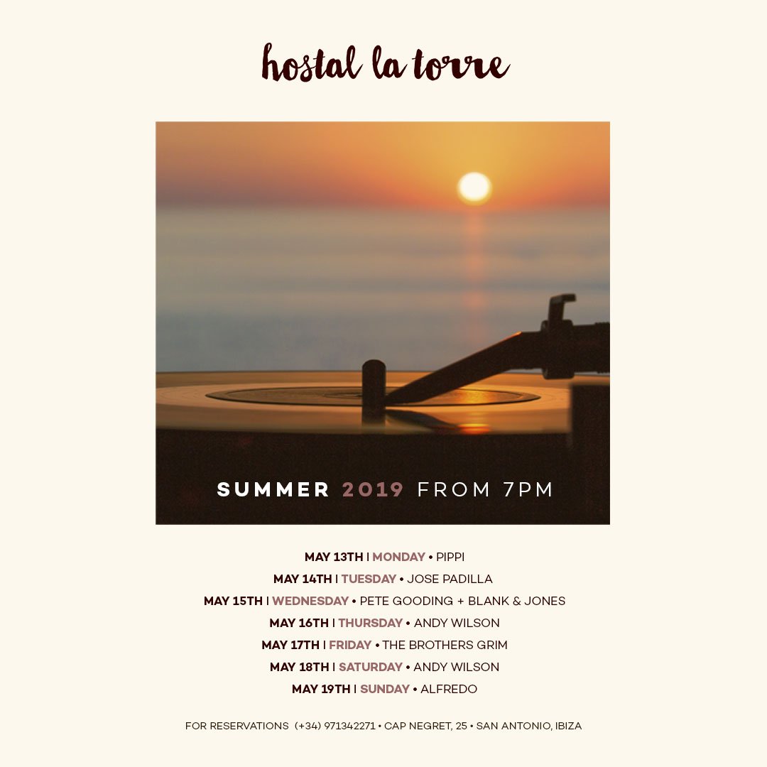 Dj Pippi (@dj_pippi_ibiza) on Twitter photo ....A Very Intense Week...With Strong Company..Blank + Jones play at <a href="/Hostallatorre/">Hostal La Torre</a>
Sunset Culture..Balearic!!
<a href="/Hostallatorre/">Hostal La Torre</a> <a href="/Dj_Pippi_Ibiza/">Dj Pippi</a> <a href="/padillaibiza/">Jose Padilla</a> <a href="/PeteGooding/">PETE GOODING</a> <a href="/wilson_ibiza/">andy wilson ibiza</a> <a href="/thebrothersgrim/">thebrothersgrimm</a> <a href="/AlfredoFiorito/">Alfredo Fiorito</a> ....A Very Intense Week...With Strong Company..Blank + Jones play at <a href="/Hostallatorre/">Hostal La Torre</a>
Sunset Culture..Balearic!!
<a href="/Hostallatorre/">Hostal La Torre</a> <a href="/Dj_Pippi_Ibiza/">Dj Pippi</a> <a href="/padillaibiza/">Jose Padilla</a> <a href="/PeteGooding/">PETE GOODING</a> <a href="/wilson_ibiza/">andy wilson ibiza</a> <a href="/thebrothersgrim/">thebrothersgrimm</a> <a href="/AlfredoFiorito/">Alfredo Fiorito</a>