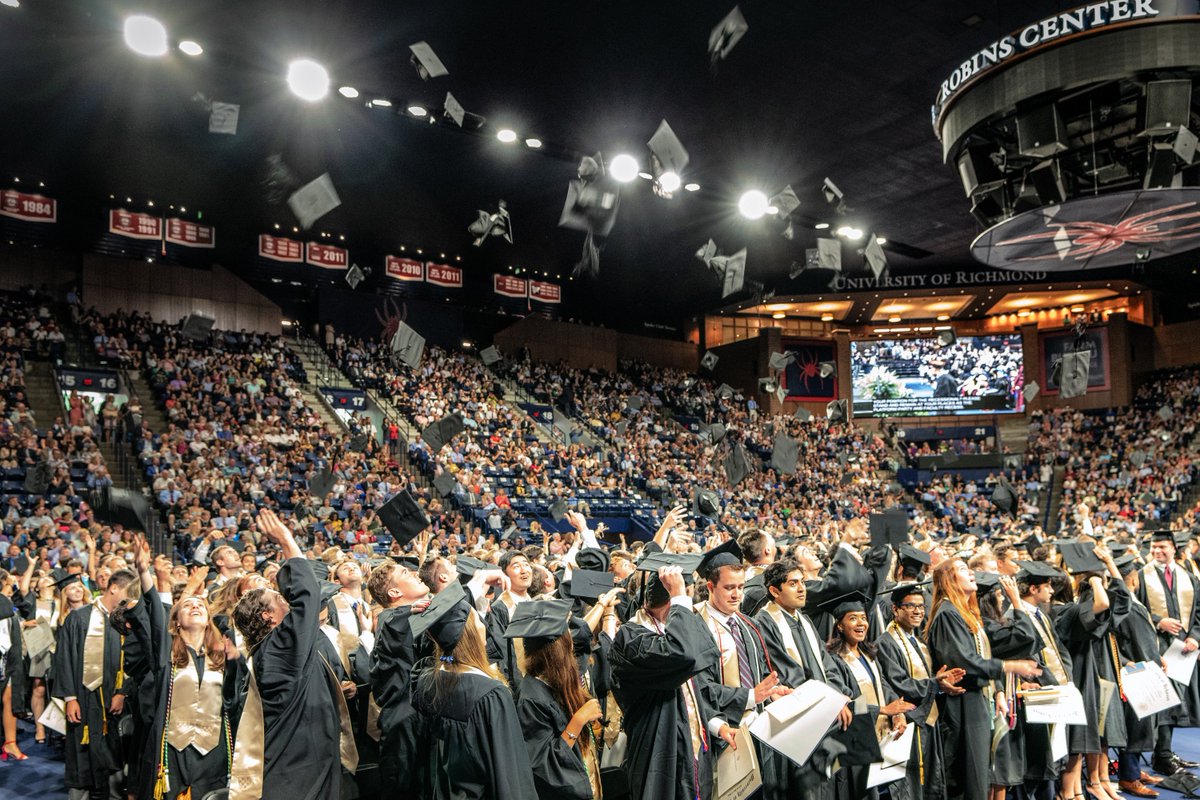 urichmond's tweet photo. Who is cutting onions in the Robins Center?!? 🥺😭Congrats to our newest #Spider alumni. Miss you already, class of 2019! 🕷❤️💙 #SpiderGrad2019 https://t.co/QJm3IQY5C7