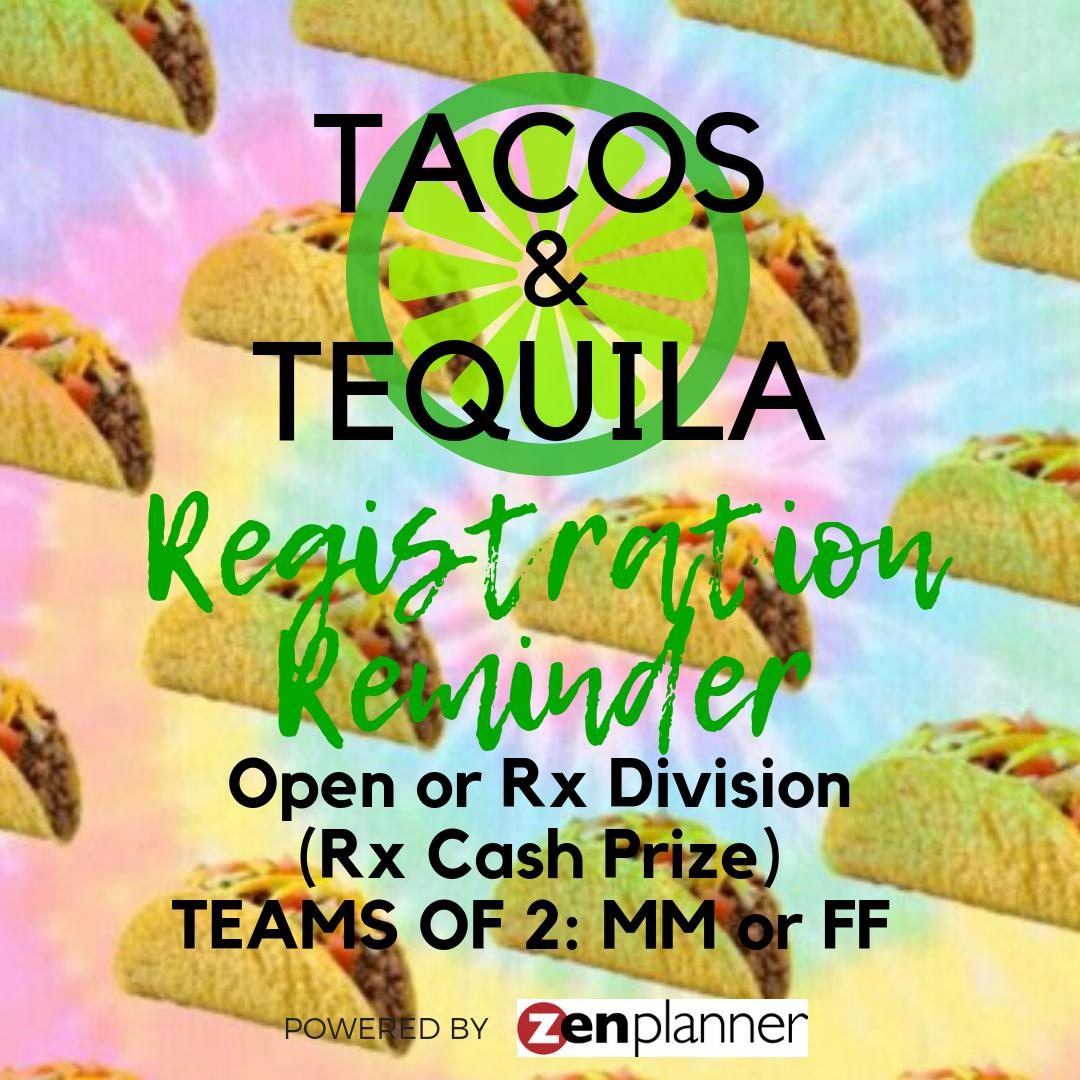 Reminder! Sat June 8, 8am - 5pm CrossFit Competition, Highlands Ranch, CO.  Register at backcountrycrossfit.com/tacos-tequila-… Shirt sizes and styles guaranteed through May 24. #compete #crossfitter #crossfit #highlandsranch #colorado #tacos #