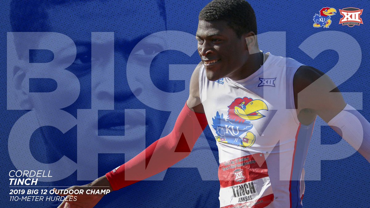 kansastfxc's tweet photo. CORDELL TINCH 👏👏👏

The freshman takes the conference title in the 110-meter hurdles! That's the first #Big12TF title in the event in school history! #KUtrack https://t.co/HnHDBxKTsi
