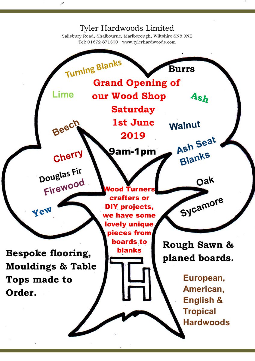 TylerHardwoods's tweet photo. Come along to our Open Morning and Official opening of our WOOD SHOP on the 1st JUNE 2019, 9am - 1pm. We are still busy stocking the shop ready for the grand opening. Join us if you can. https://t.co/Ex9l7ot0ax