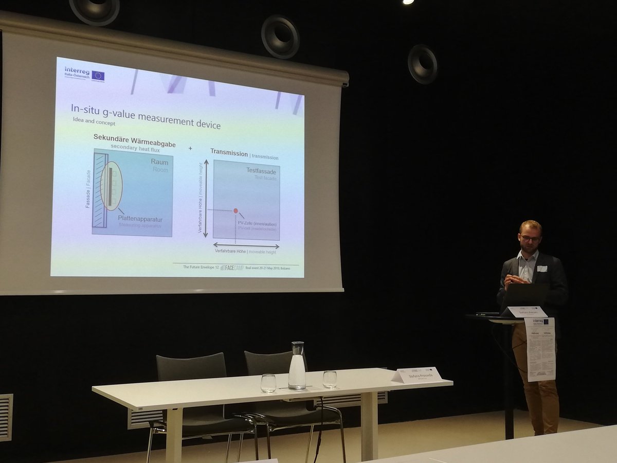 face_bz's tweet photo. 'In-situ g-value for monitoring of existing building #facades' by Martin Hauer #Bartenbach @uniinnsbruck #FACEcamp final results seminar @NOI_Techpark #NOITechpark #Bolzano @EURACrenewables @IDM_suedtirol https://t.co/vddfA9xGgg