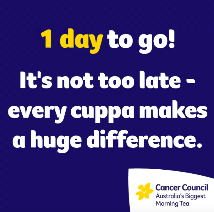 saundersphysio's tweet photo. Tomorrowβs the day!
Weβd love you to come along to our #BiggestMorningTea supporting @CancerCouncilOz βπ°
Weβve been baking up a storm and will have plenty of yummy treats on offer between 8am and 6pm in the clinic.
https://t.co/dKBa00lMZu
#saundersphysio https://t.co/khPjCbQcfQ