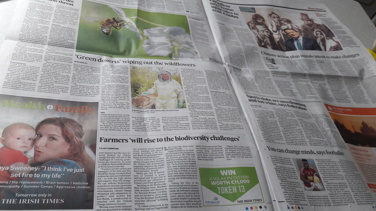 whittledaway's tweet photo. Phenomenal coverage of biodiversity and climate in @IrishTimes today and over the weekend. @KOSullivanIT @PaddyWoodworth @sthompsonIT @fiachkelly https://t.co/86aZGIlIlU