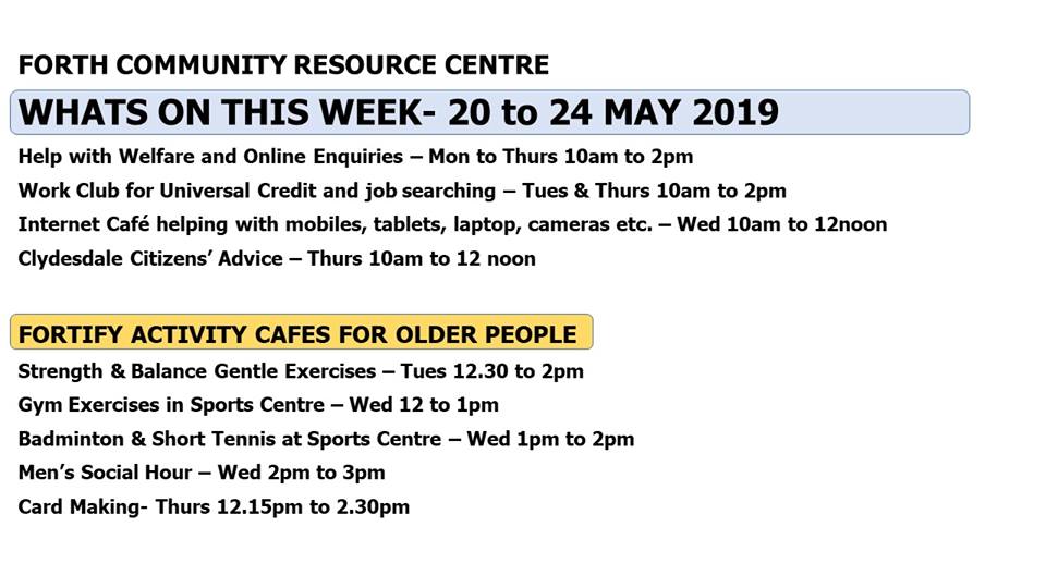 Whats on in the centre this week...