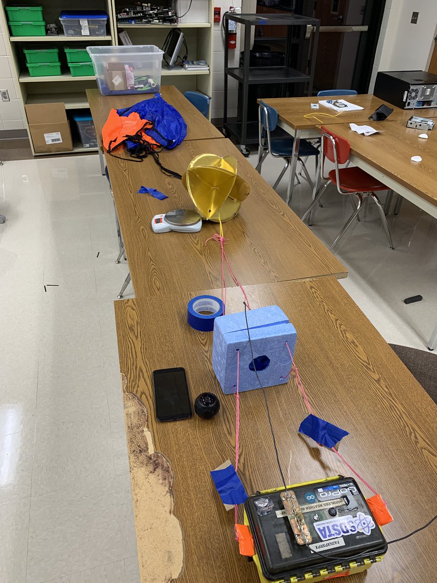 misteriverson's tweet photo. All packed and ready to go for tomorrow. Decided to throw a little love towards @SDSTA since they are out of this world! And added a pin from our school mantra last year of “Moonshot Thinking”! Special thanks to @GoPro and @arduino for making this all possible too! #WMSedu #HAB https://t.co/UNSkyrvLRU