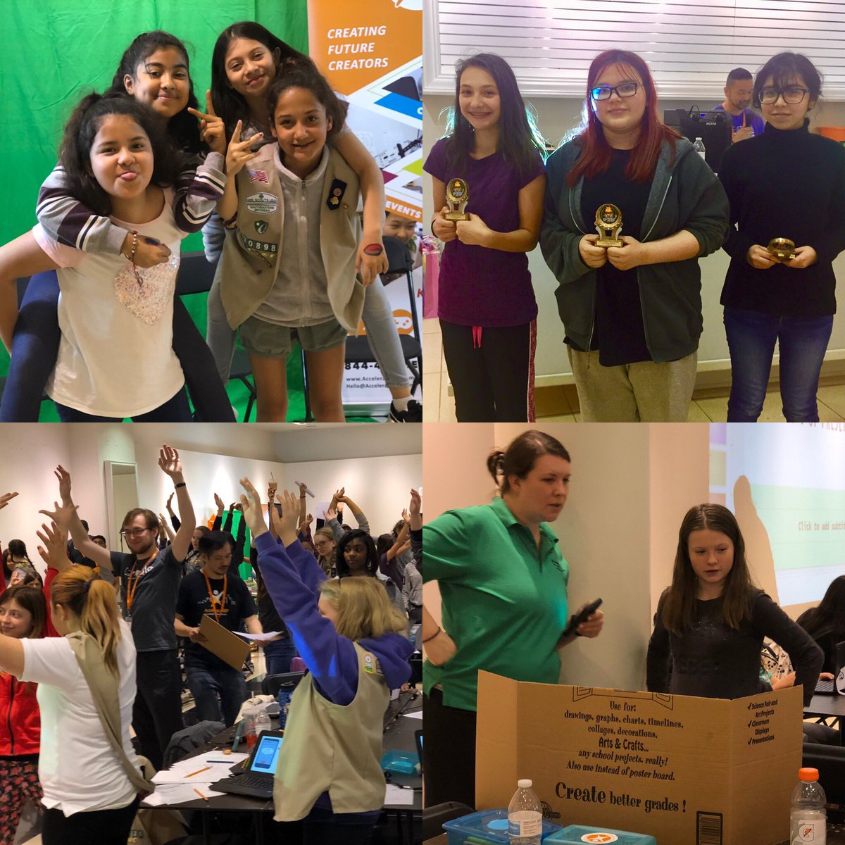 TTranDet's tweet image. Girl Scouts received their #ComputerScienceJourney #ThinkLikeAProgrammer badges at the inaugural @gssem Hackathon. So proud of the young ladies. #girlscouts #girlscoutsrock #kidsentrepreneurshiptechnology #creatingfuturecreators #computerscience #hackathon #girlshackathon