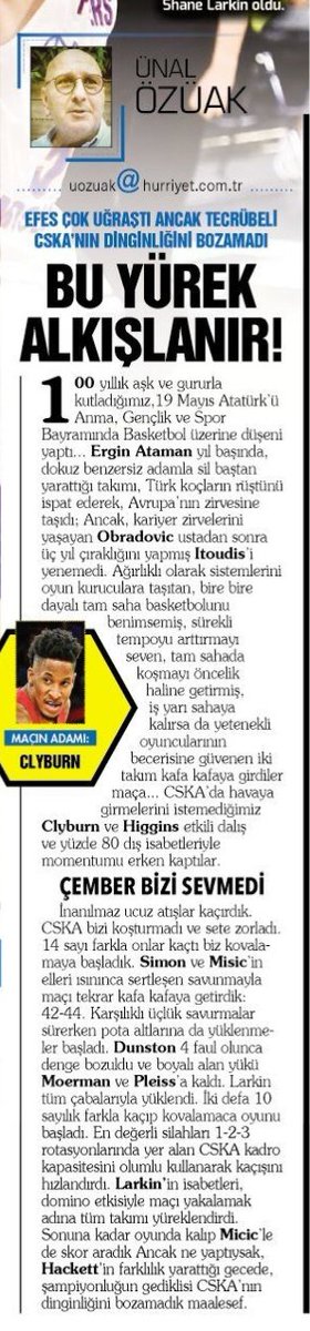 unal444's tweet photo. #ÜnalÖzüak #Hürriyet #Gazete #KöşeYazısı #Spor #20Mayıs2019 #Basketbol #THYEuroLeague #2019FinalFour #ThirdPlaceGame #FenerbahçeBekoIstanbul #ZeliloObradovic #RealMadrid #PabloLaso #FernandoBuesaArena https://t.co/yXboPdm80R