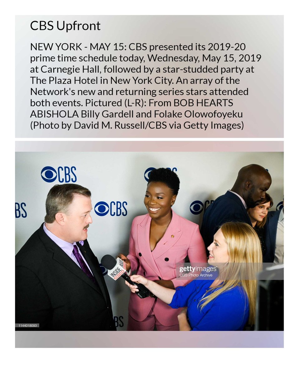 thefolake's tweet photo. With @BillyGardell, speaking w/ members of the Press at the CBS Upfront's Red Carpets; at Carnegie Hall and The Plaza Hotel, NYC.
#BobHeartsAbishola #CBSUpfront #CBS #Upfronts
#Upfront @CBSTV @warnerbrostv https://t.co/g3VzujWLDT