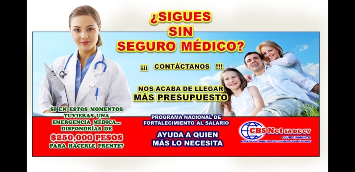 CBSNetSAdeCV's tweet image. ¿Que tan bien estas en Seguros Medicos?
Me acaba de llegar algo muy bueno.
¿Te puedo compartir esta oportunidad?