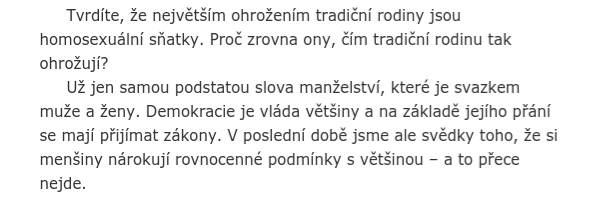 daliborzz's tweet photo. Ještě jedna chuťovka z líhně ODS - Majerová souputnice VKML: "V poslední době jsme ale svědky toho, že si menšiny nárokují rovnocenné podmínky s většinou – a to přece nejde." #dnešnítisk #MFDnes https://t.co/hMGy9eYszt