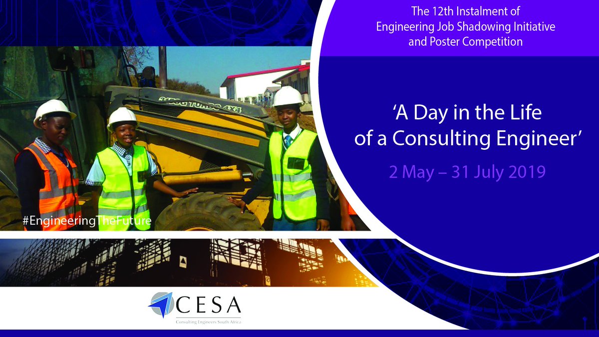 CESA_YPs's tweet photo. The goal of the CESA YPF #JobShadowInitiative taking place from 2 May - 31 July is to expose and entice School #Learners into the #Engineering and Built-Environment fields, but more so to #ConsultingEngineering. 

For more information, visit https://t.co/6kR2z9Om9W https://t.co/7mJoM8IBOJ