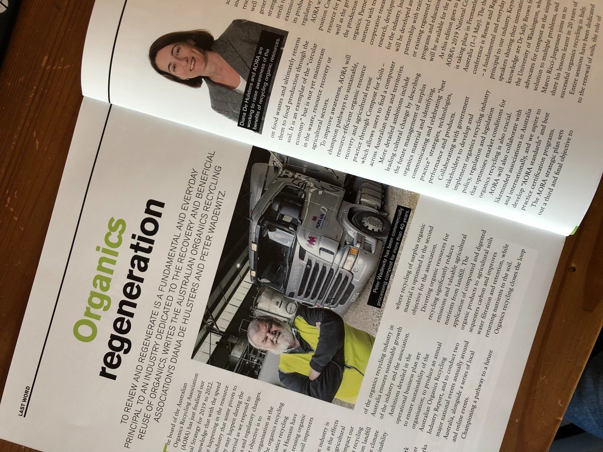AORA Chair Peter Wadewitz and National Executive Officer Diana De Hulsters have the Last Word on "organics regeneration" in the current edition of <a href="/WasteMR/">Waste Management Review</a> click to read wastemanagementreview.com.au/aora-renew-reg…