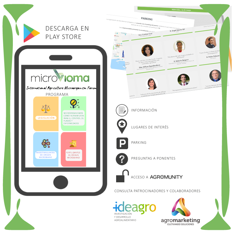 MicrobiomaForum's tweet photo. 📲🌱#MicroBiomaForum dispondrá de su propia aplicación móvil, con la que podrán:

📋 Consultar el programa
👥 Hacer preguntas a los ponentes 
ℹ️ Información de los lugares de interés de Cartagena
👨‍💼 Acceso a la plataforma #agromunity

- Informate en 👉 https://t.co/K4Ozg9wxyo https://t.co/9RuouENQw1