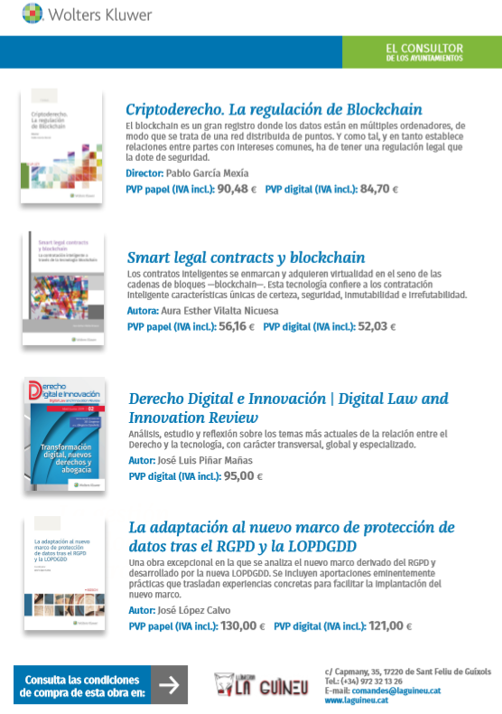 ConsultorAytos's tweet photo. ¿Estuviste en #Arxiusalcarrer pero no llegaste a tiempo de adquirir algunas de nuestras novedades sobre #documentoelectrónico #blockchain #criptoderecho? no te preocupes, a la librería #LaGuineu #SantFeliudeGuíxols tb puedes hacer el pedido online en 👉comandes@laguineu.cat https://t.co/sFTuiKi3pD
