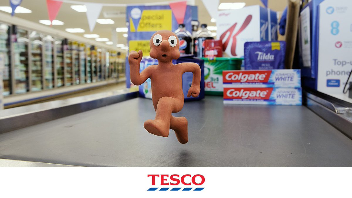 Tesco's tweet image. Hey @AmazingMorph, no running on the tills!​
There’s only a few days left to score some great #Tesco100Years deals in-store and online (but no need to run). tes.co/top-centenary-…