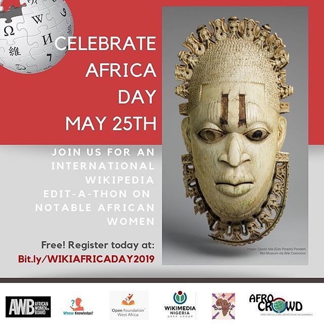 OFWAFRICA's tweet photo. Do you love writing? Do you love to research? Do you want to be part of the Wikimedia community? 

Join the Wiki Africa Day Edit-a-thon to write about notable African Women on Wikipedia

Register here https://t.co/zp6iwhmGfS

@WikimediaNG
@WhoseKnowledge
@afroCROWDit https://t.co/bQQYkr578f