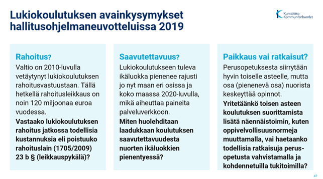 KyostiVarri's tweet photo. Hallitusohjelmaneuvottelut jatkuvat tänään. #Lukio'koulutuksen kannalta keskeiset kysymykset ovat tiivistettävissä kolmeen. @KosonenHanna @pilvitorsti @MattilaHanna @EmmaKari @SaaraHyrkko @veronikahonka @NiinaJurva @mikaelanylander @MarkusYlimaa #hallitusneuvottelut @Kuntaliitto https://t.co/9rXRd3WVtc