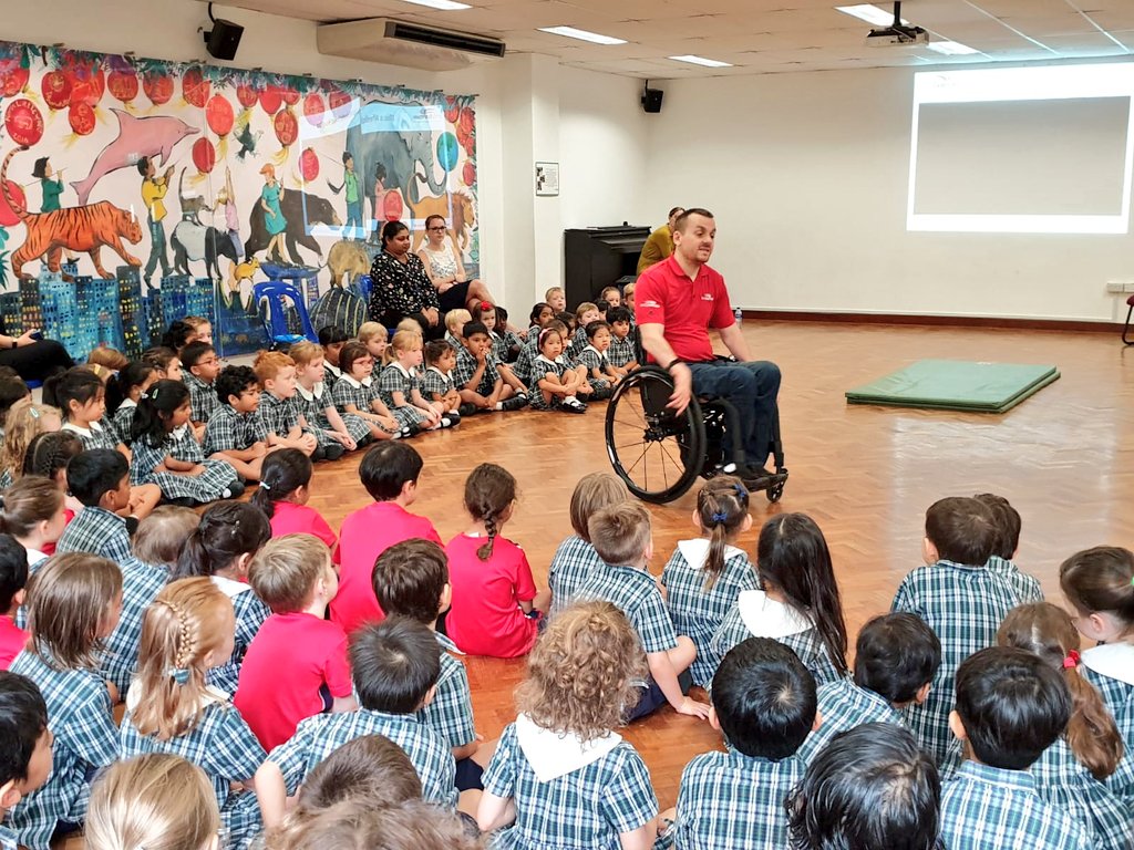 Reception_TTS's tweet photo. Reception classes were inspired by @AndyBarrow2012 this morning. The paralympian discussed how he adapted to life in a wheelchair and all the wonderful opportunities he has had to spread his message! @infants_TTS https://t.co/fm5W2UwdzM