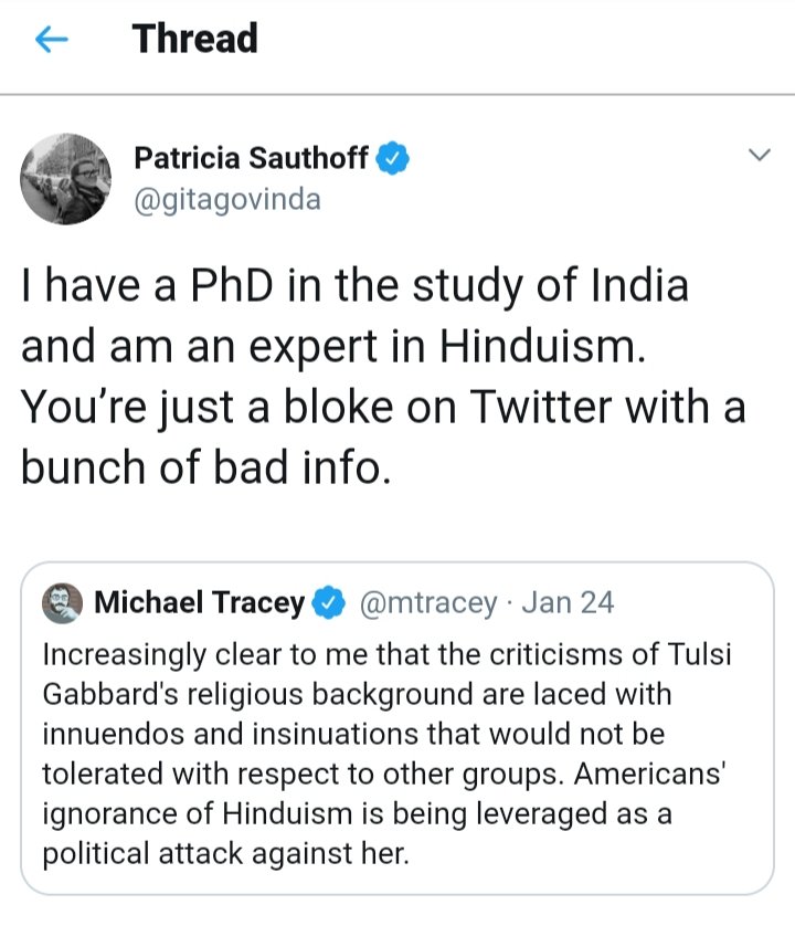 Saatvata's tweet photo. I noticed that I'm blocked by Patricia Southoff, a Western professor of Hinduism/Buddhism/Tantra/Sanskrit who comes across as rather egotistic &amp; abusive. I find it rather ironic that her handle name is Gitagovinda. It's an insult to Jayadeva Kavi, the author of Gitagovindam. https://t.co/47arn6GACV