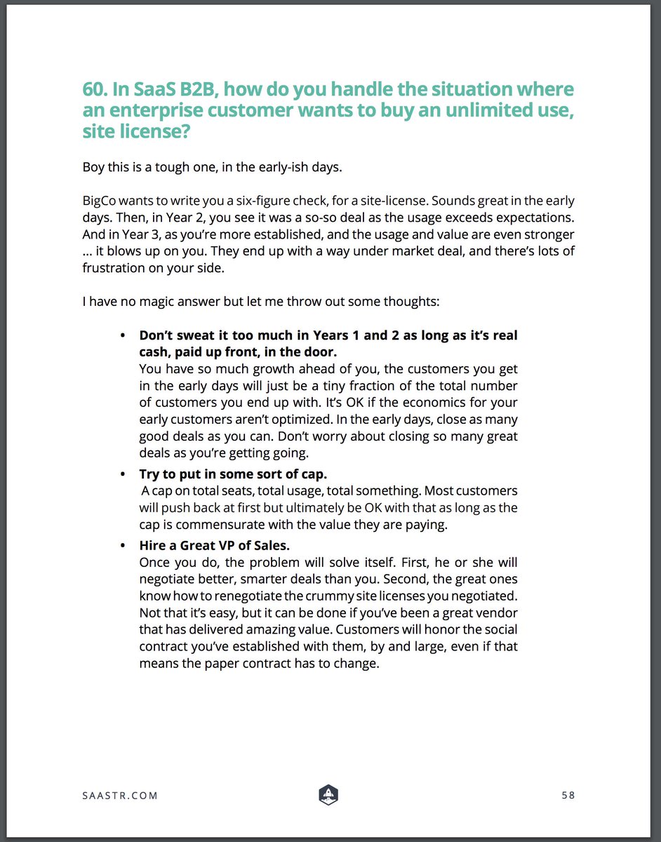 Jason Bekind Lemkin How Do I Deal With The Situation Where A Big Customer Wants An Unlimited Use License More Here What Things Should Founders Be Wary Of