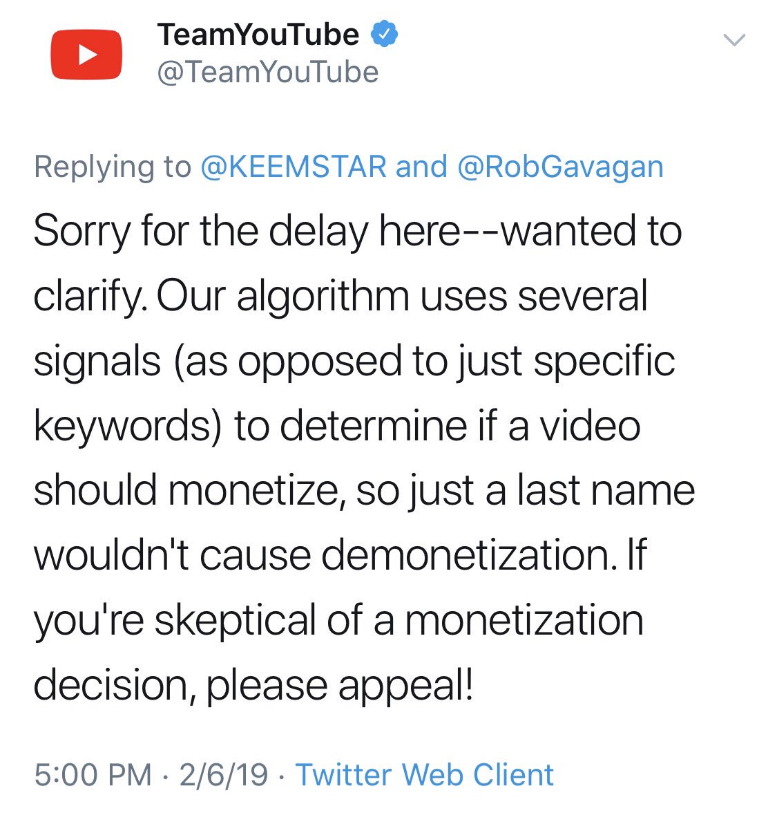 Here’s the outright lie told to us.