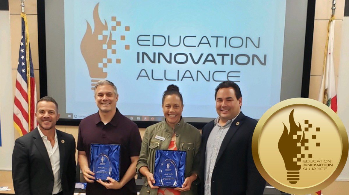 Congratulations Nicole Wesley and Anthony Taranto on being awarded 1st place for the best #EIAk12 project. Creating #equity in access for home hospital students through the use of robots and video technology. #ChangingLives