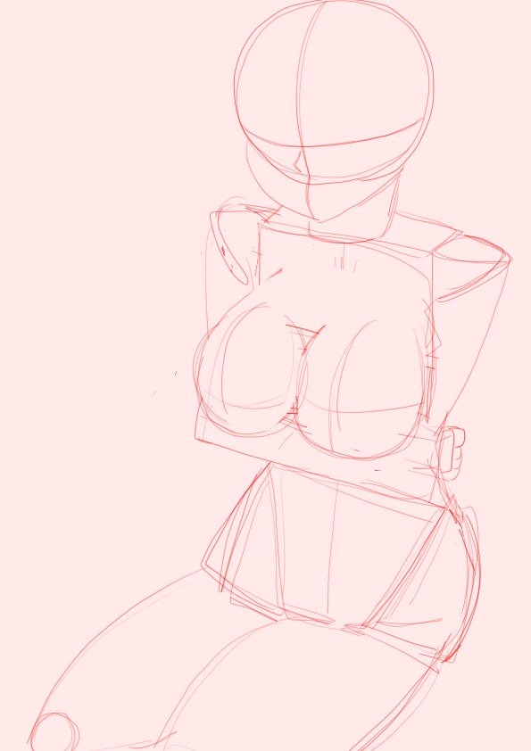 改めてアタリ描きなおしたら間違ってるところが出るわ出るわ
胸あたりが特にひどい…
いずれ描きなおしたい 