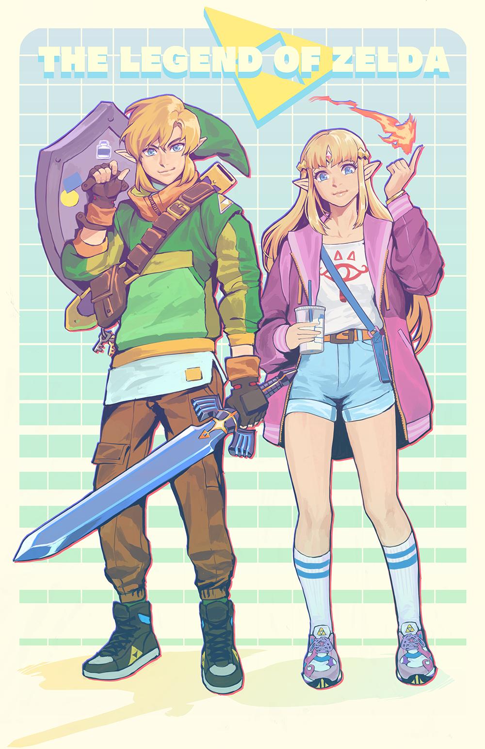 botw link & zelda in mordern outfits 🥰haven't drawn them in a