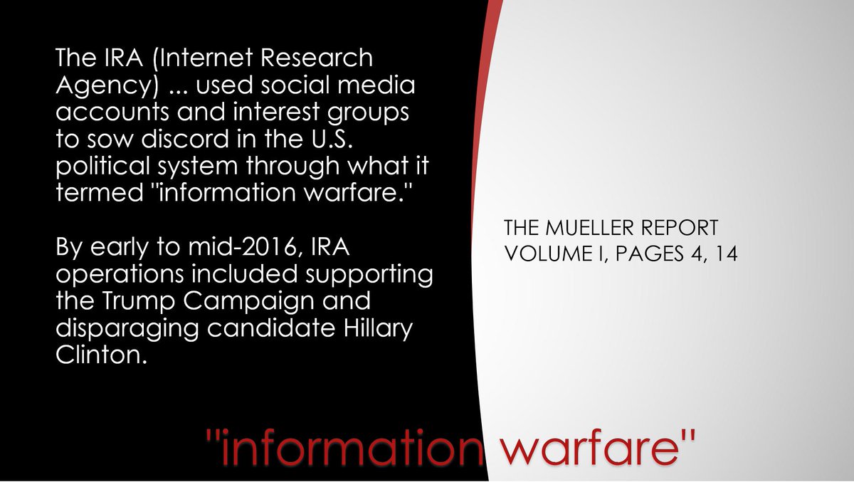 I plan on using this one to reply to FB posts that disparage Hillary Clinton and originate from questionable accounts. #MuellerReport  #IRA  #InformationWarfare