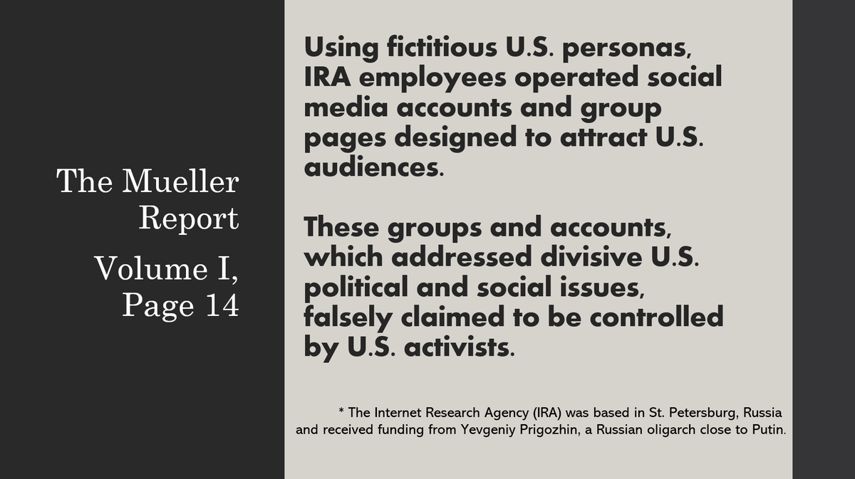 Another good one for replies to those FB friends who share politically inflammatory memes from dubious accounts. (i.e., all the deliberately provocative anti-abortion propaganda from the past few weeks.) #MuellerReport  #InformationWarfare  #IRA