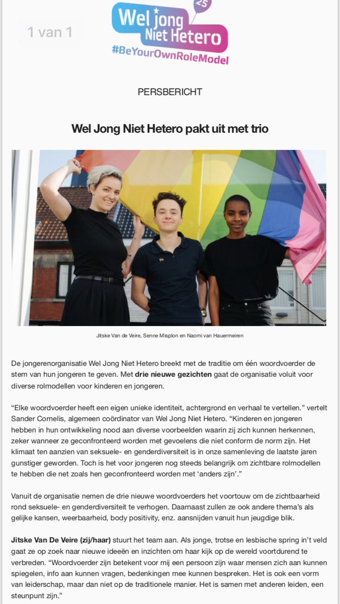 JitskeVdV's tweet photo. THE WORD IS OUT.
Vanaf nu heeft @weljongniethetero een trio als woordvoerders. 
Waarvan ik dus een deel mag zijn samen met @S_Misplon &amp; @Tempspournous 
💙

Ik weet niet of ik er een link kan bijgooien dus dan maar zo.
#twittersukkel https://t.co/1gUOwyyjz1