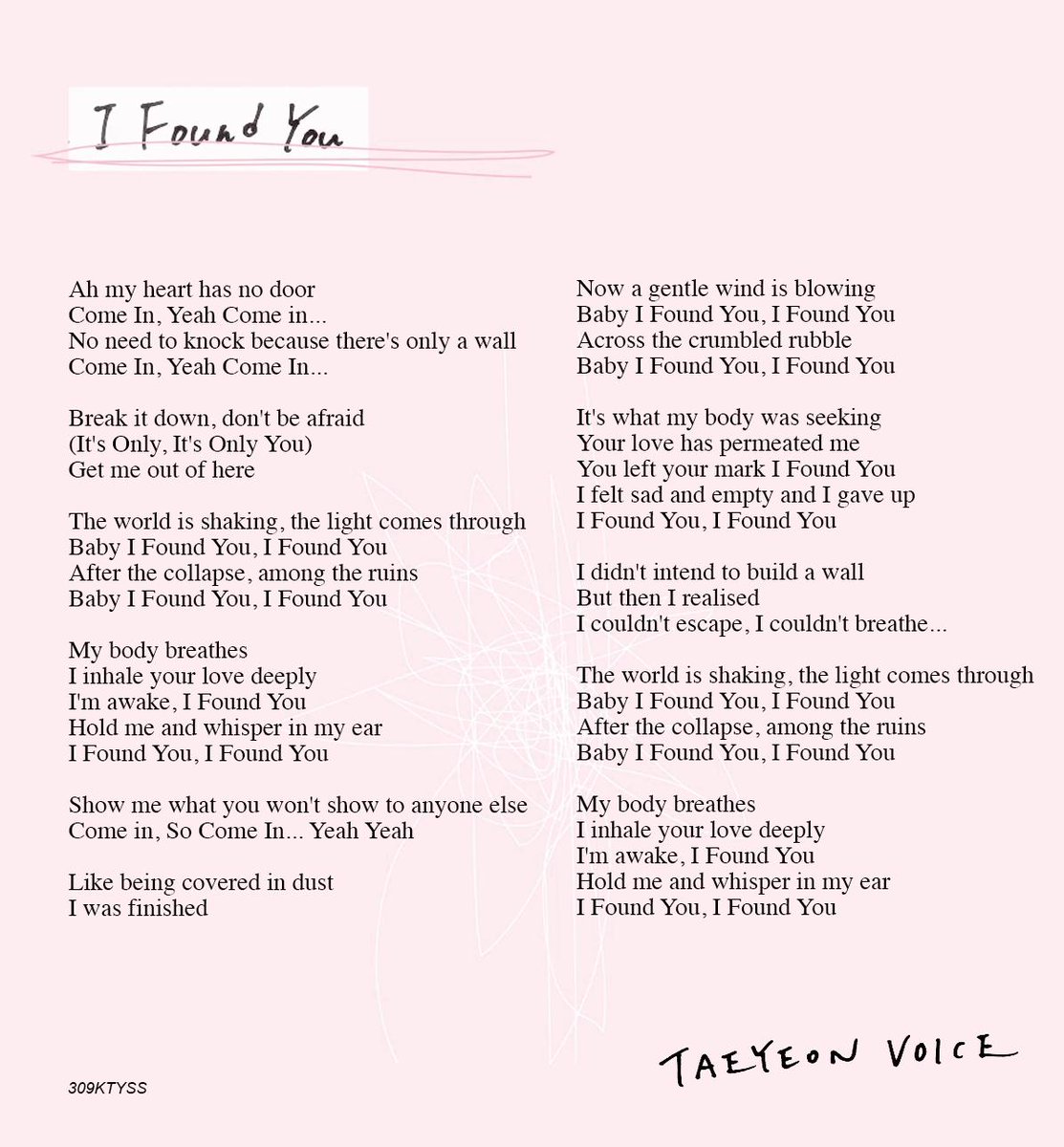 Taeyeon Updates Lyrics Trans Taeyeon S 1st Japanese Ep Voice Track 02 I Found You My Body Breathes I Inhale Your Love Deeply I M Awake I Found You Taeyeon Updates Lyrics Trans Taeyeon S 1st Japanese Ep Voice Track 02 I Found You My Body Breathes I Inhale Your Love Deeply I M Awake I Found You