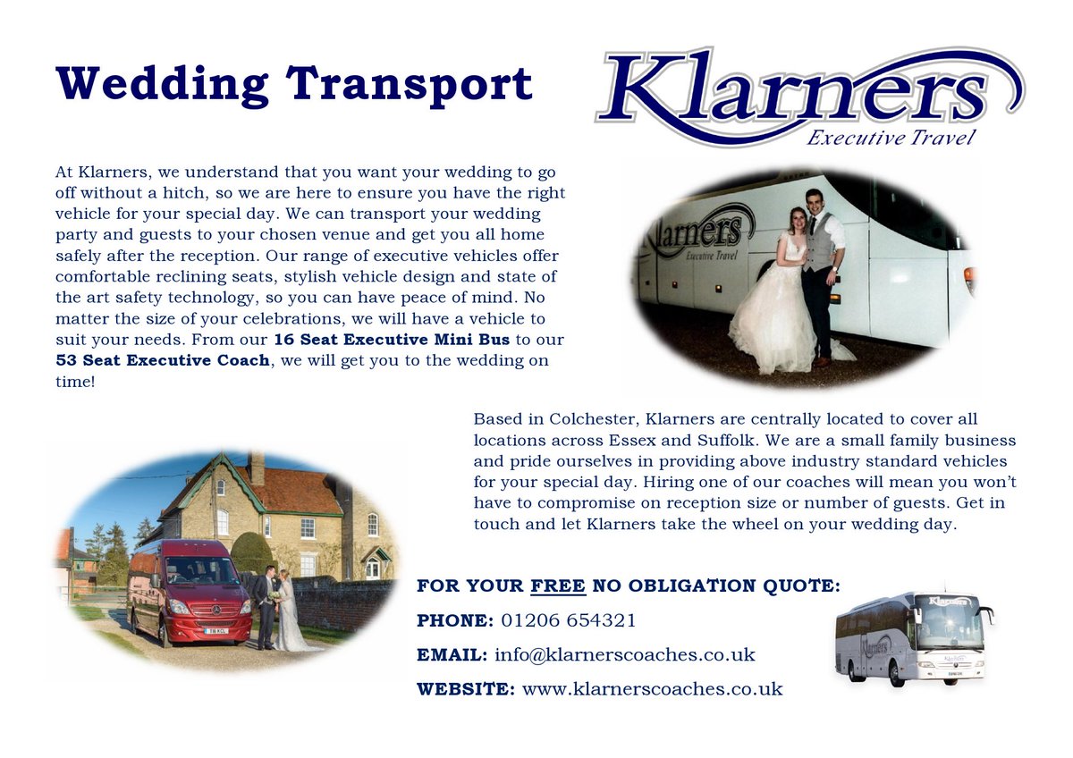 KlarnersC's tweet photo. Wedding Season is upon us and Klarners are here to help! We offer you the choice of our executive vehicles for your special day, ensuring all members of the wedding party, and your guests arrive at the venue safely and on time. Get in touch now to secure your wedding transport. https://t.co/FZ5rdUiuSu