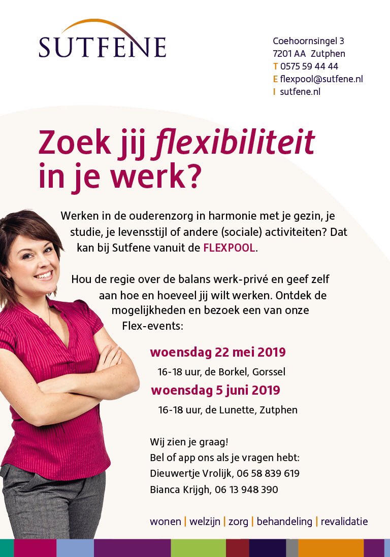 Flexibel werken in de #ouderenzorg in #Zutphen, #Eefde, #Warnsveld en #Gorssel. Kom vrijblijvend informeren op onze flex-events.