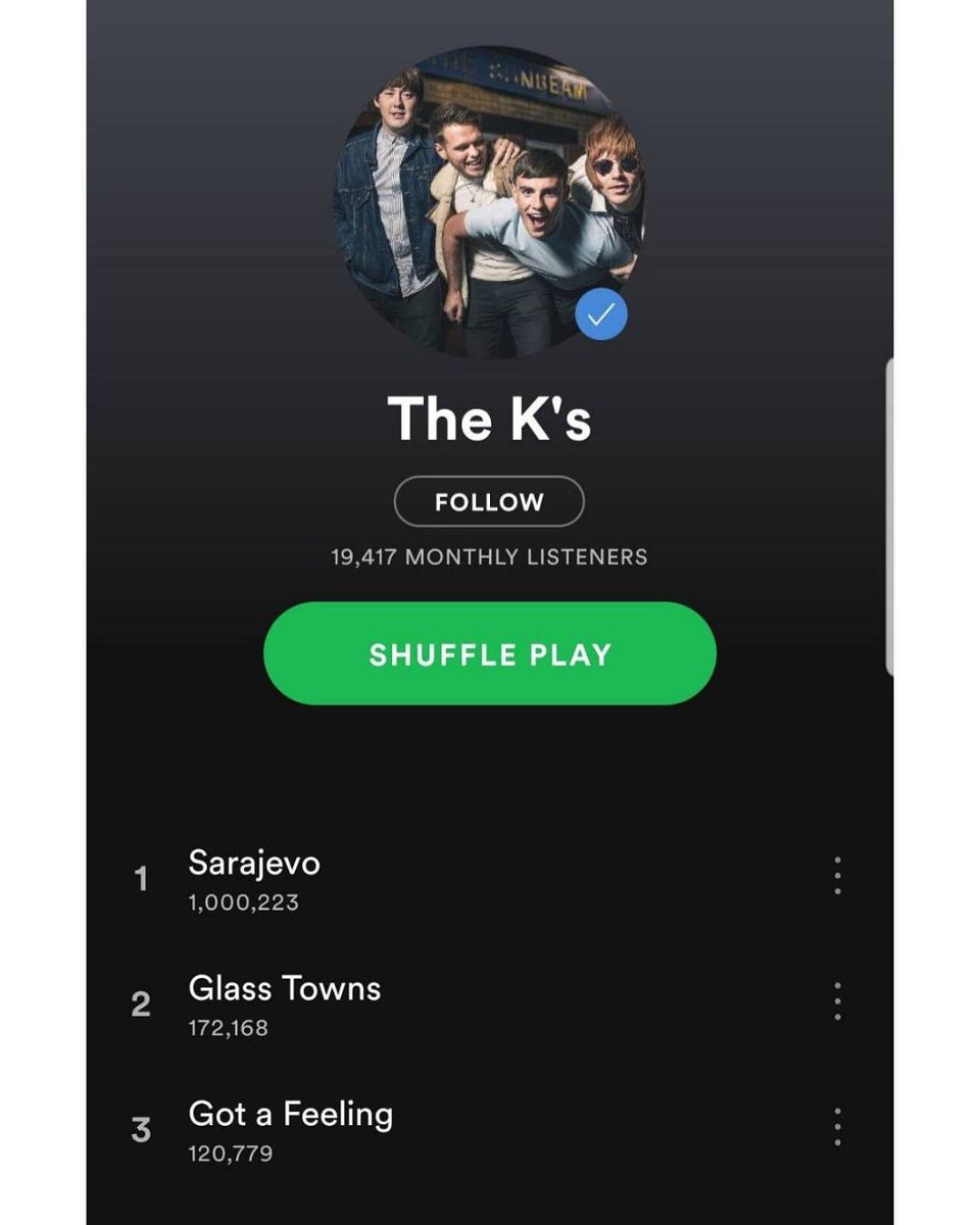Our debut single Sarajevo has hit 1 Million plays on @Spotify! Huge thanks to everyone who has bought and listened.