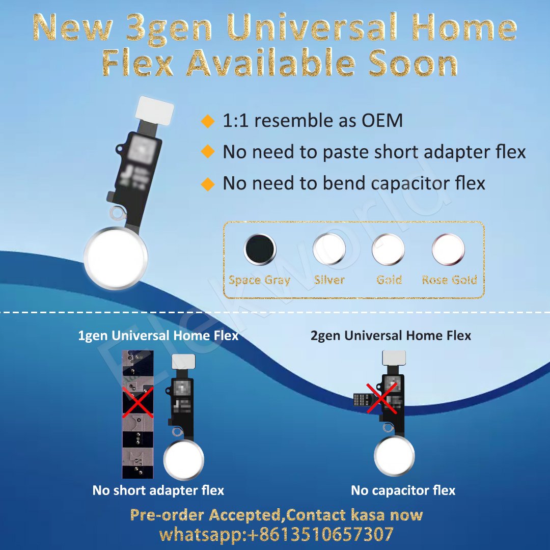 3 gen univeral home button welcome to inquire. 
1 more easier to intall 
2 Quality is more stable

📲Whatsapp:+8613510657307
#homebuttoniphone #iphone8replacement #appleparts #iphoneparts #universalhomebutton #iphonereplacement #iphonerepair #applefix #mobilerepair #lcdrefurbish