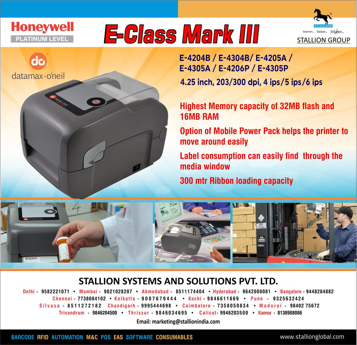 StallionGlobal's tweet image. E Class Mark III Printer is the one of the most sought after #desktopprinters in the industry. It's a #Datamax base level printer and its #performance is such that no other base level #printers can match. For more information about this printer, please contact #StallionGroup.