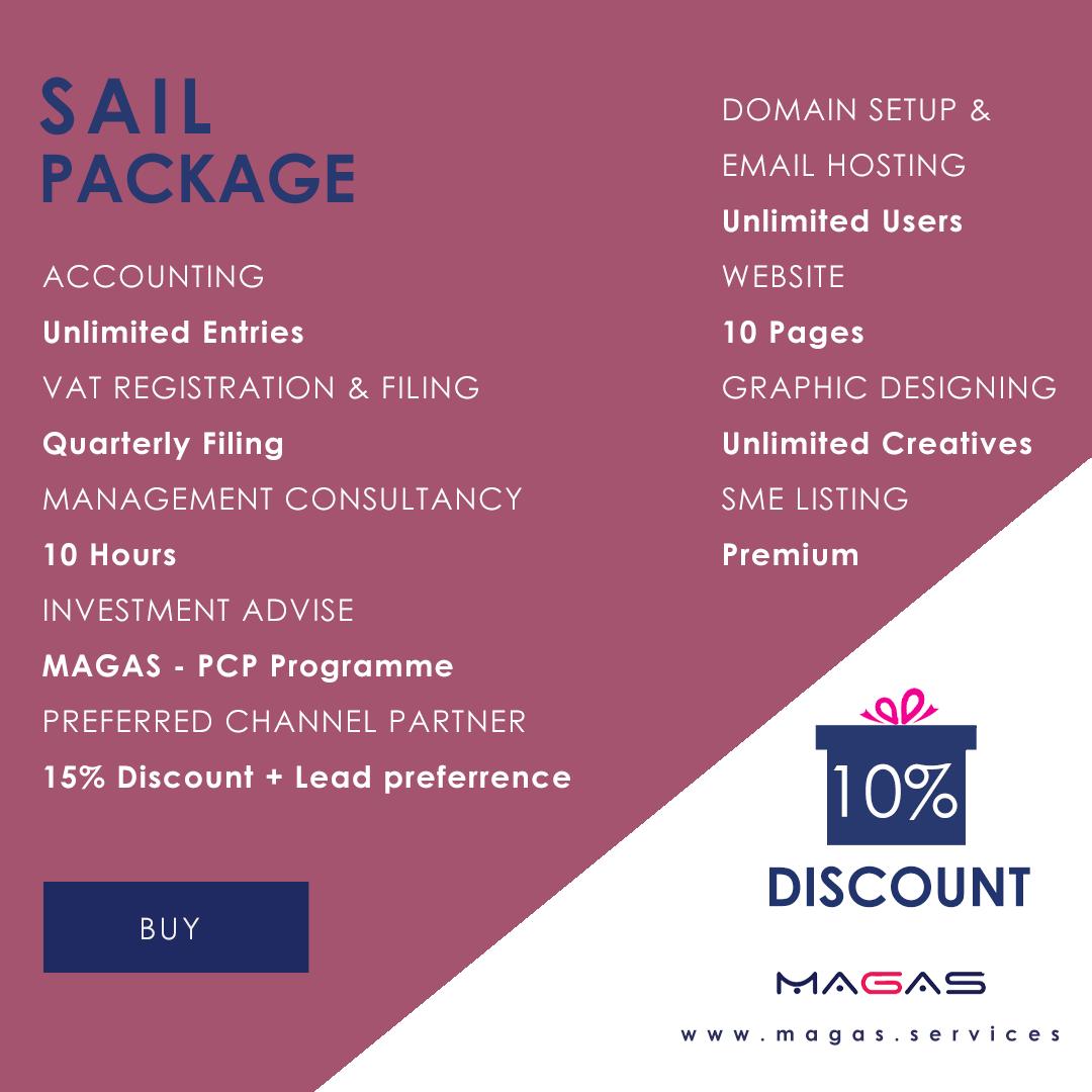 For this Holy Month of Ramadan enjoy 10% off only at #MAGAS.

BUY YOUR SAIL PACKAGE TODAY!!
bit.ly/2VTaMwV

#ramadan #offer #business #discount #buy #accounting #entries #vat #registration #filing #quarterlyfiling #domainsetup #emailhosting #users #graphicdesign #sme