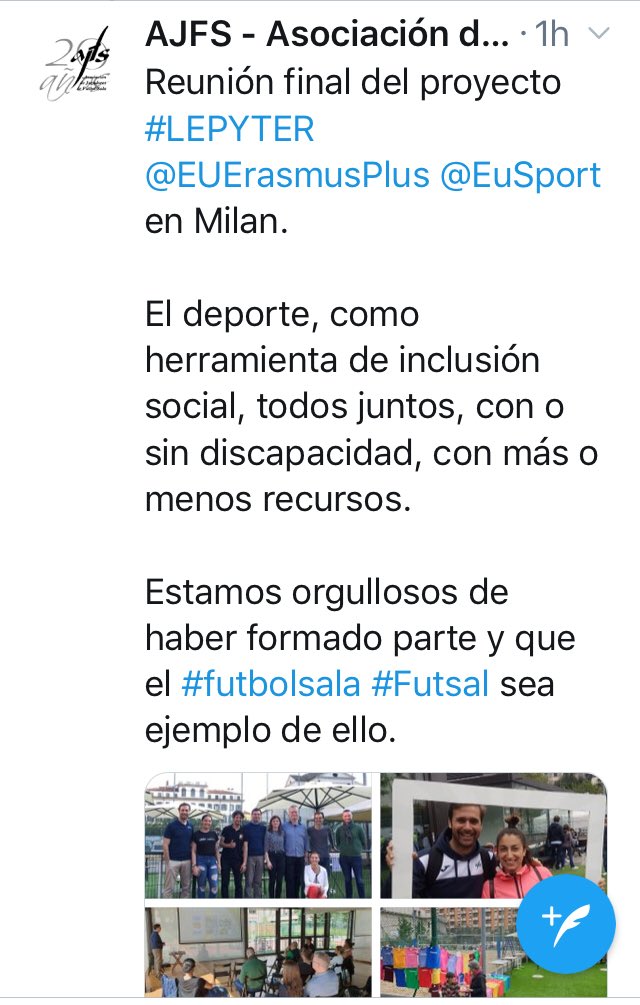 ajfs1998's tweet photo. @ajfs y @AJFSFemenino dedican parte de sus recursos a programas de inclusión a través del deporte #futbolsala @ggwclub @asociacionmum #LEPYTER @EUErasmusPlus
@EUAthletes @EuSport https://t.co/r5Gaepp29S