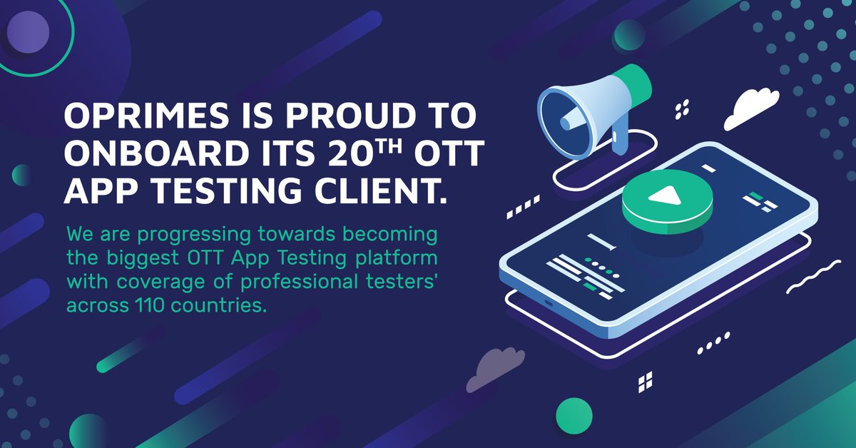 OprimesHQ's tweet image. Our expertise to improve the end-user experience in seamless media consumption has made oprimes a leading player in the OTT App Testing market.

#RealWorldTesting #MediaAndEntertainment #OTT #UserExperience #AppTesting #UserTesting #AdHocTesting